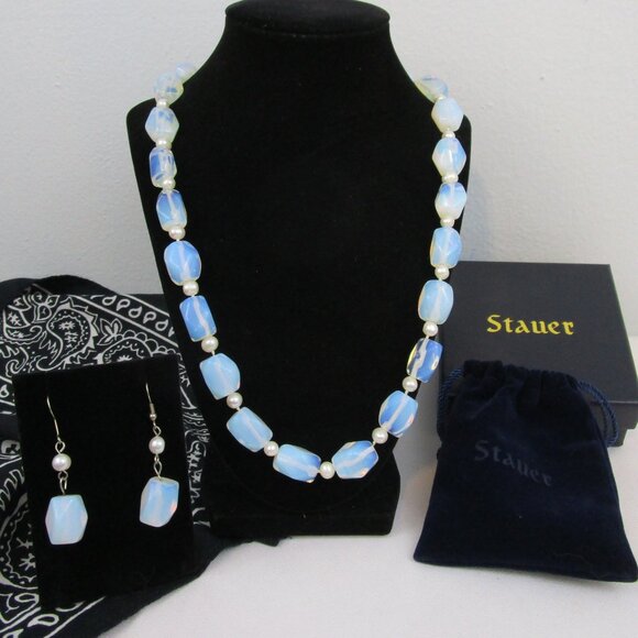 Stauer Opalite with Baroque Pearls Necklace and Earrings Set (Retired) - Picture 2 of 14
